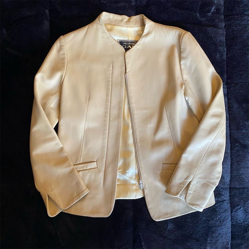 Pelleteria GABI Firenze‎ Women's Cream Tailored Jacket Size 40 Faux Leather